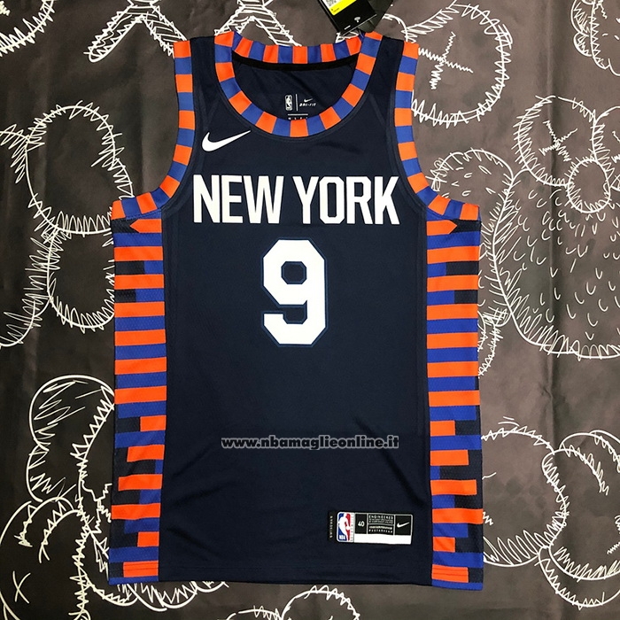 Maglia New York Knicks Rj Barrett #9 Citta Edition 2019-20 Blu